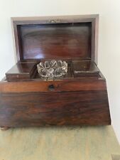 Antique English 19cVictorian Mahogany Sarcophagus Shaped Tea Caddy