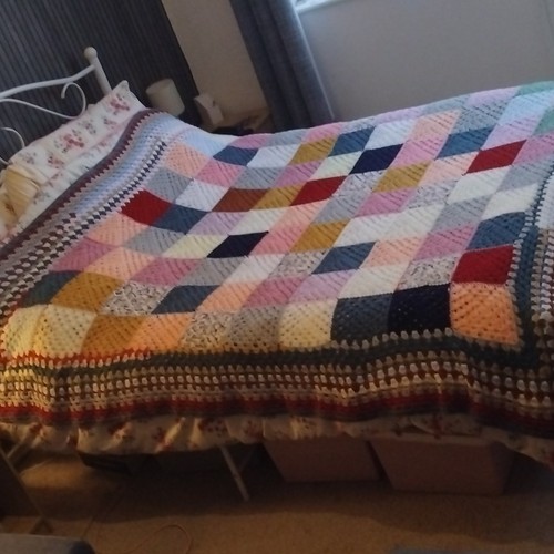 Multi colour crocheted - colour, afghan