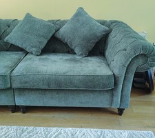 2 NEW Next Cotswold Chenille Mid Slate Teal Large Cushions  50 x 50 cm/19" sq.