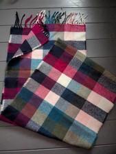 Joules Check Tassel Fringe Long Scarf