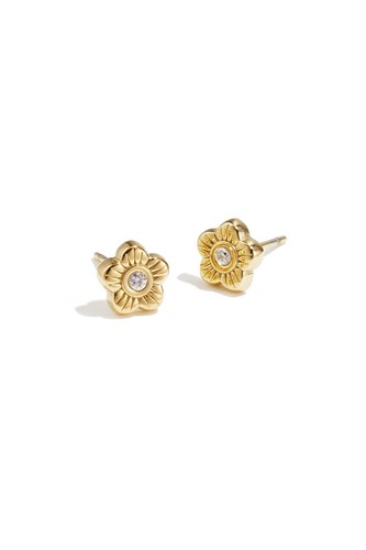 14ct gold plated flower - gold-plated, stud