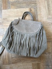 Suede Fringe Backpack Taupe