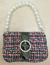 Dolls Kill Tweed Bag Sugar Thrillz Pish Posh Pearl Baguette Shoulder BNWT £37.95