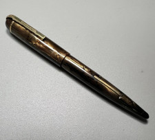 RESTORED Eversharp SKYLINE  Fountain Pen Brown Stripe 14ct Gold Nib USA c1940's