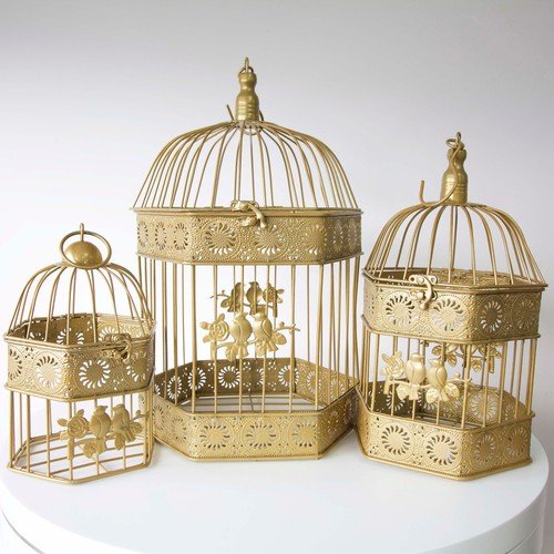 Bird cages ivory gold - bird,