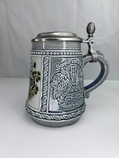 Original Fritzmann Zinn Vintage Beer Stein Tankard Handmade Germany Bird Jug
