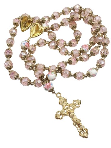Pink crystallized beads gold - crystallized,