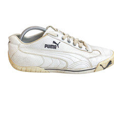 Puma Speed Cat Tennis Sneakers Men's 8 White Pebeled Leather Low Top Lace Up
