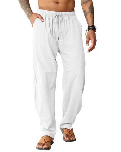 Editcozy mens linen trousers - linen,