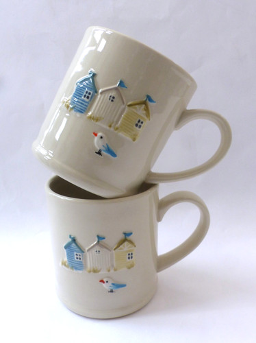 Beach huts stoneware mug - mug, by