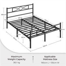 Double Metal Platform Bed Frame with Curved Design Headboard for Home, Strong