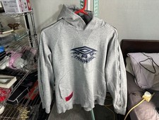 Vintage Umbro Pro Training Hoodie Mens L Grey Drill Football