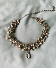 Vintage Multiple Strand Faux Pearl Necklace Choker with Clasp