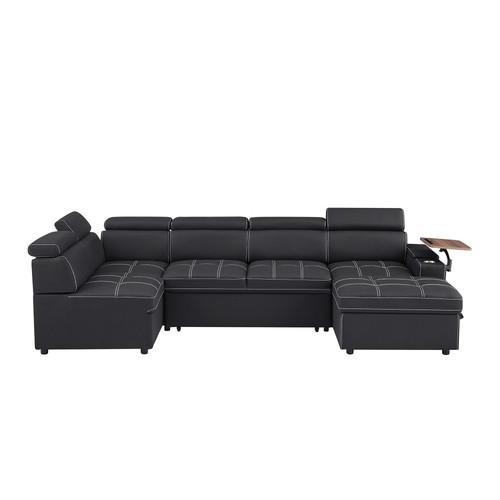Black fabric sectional sofa - fabric,