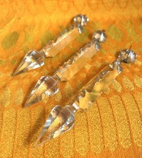 3 X Antique Cut Crystal Glass Prism Drop Pendant  Lamp Chandelier Drops