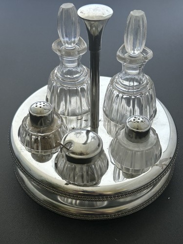 Vintage glass cruet set salt - glass,