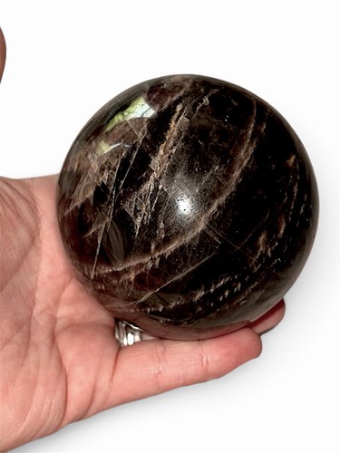 Large black moon stone - black, sphere