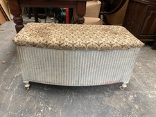 Vintage Lloyd Loom Lusty Woven Wicker Ottoman Blanket Storage Box on Wheels