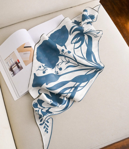 100 twill silk scarf - 100%, flower
