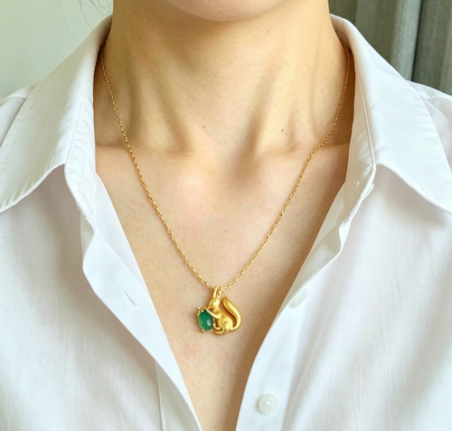 Squirrel acorn pendant - acorn,