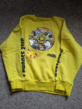 Yellow Pokemon Pikachu Sweatshirt 7-8 Used Very Good Condition With Sequins