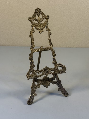 Vtg ornate brass display - ornate, easel