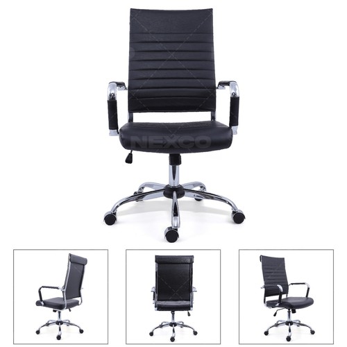 Black faux padded swivel - faux,