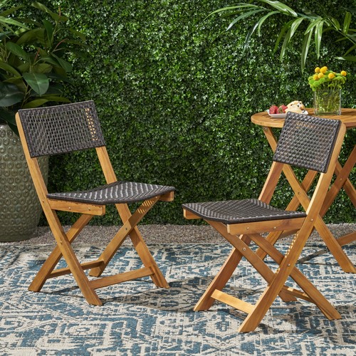 Set acacia wood wicker - of, 2