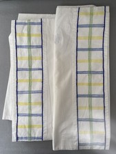 Designers Guild Combed Cotton Single Flat Sheet & Pillowcase Blue Green Trim