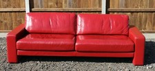 Rolf Benz Huge 8ft Red Leather Sofa – Good Condition 