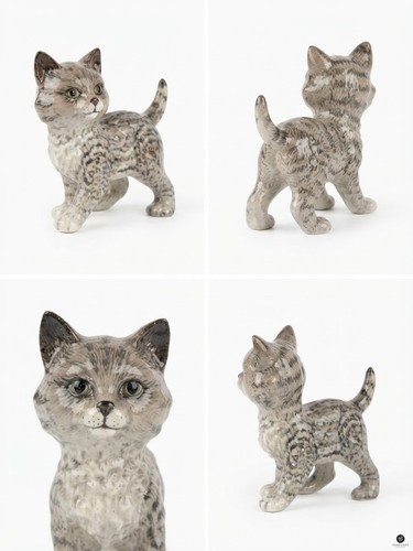 Vintage porcelain grey tabby - porcelain,
