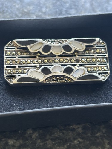 Artdeco nouveo brooch onyx - brooch,