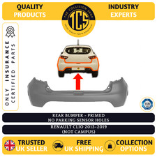 FITS RENAULT CLIO 2013-2019 REAR BUMPER PRIMED NO PARKING - INSURANCE CERTIFIED