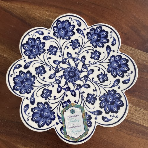 Turkish trivet handmade blue - turkish,