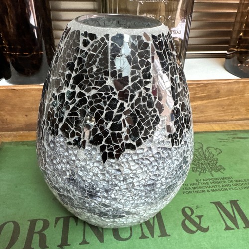 Black silver mosaic - silver, tile
