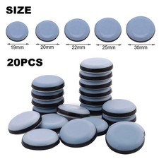 4-20x Round Furniture Gliders Self Adhesive Teflon Sliders Floor Mover Pads Grey