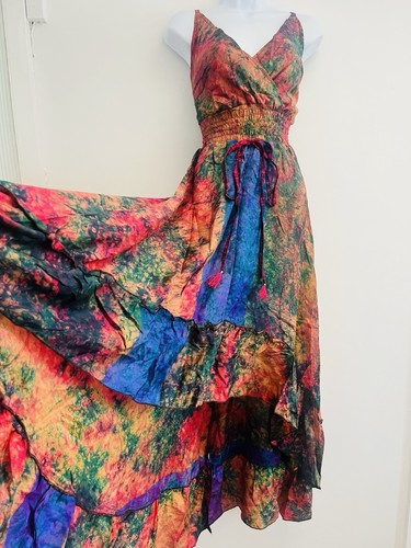 Silk dress long bohemian tie - bohemian,