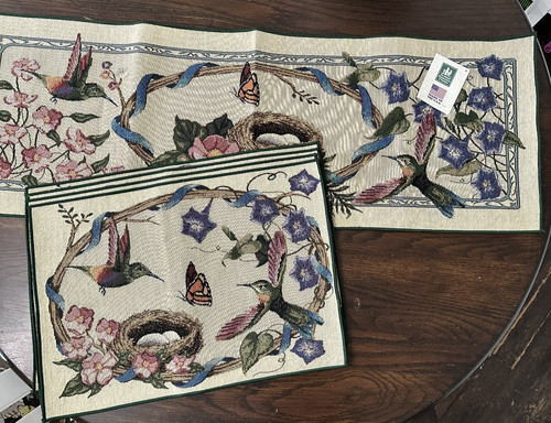 Set floral bird tapestry - of,