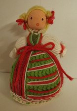 Vintage costume doll - Poland / Polish - wooden & knitted - great condition