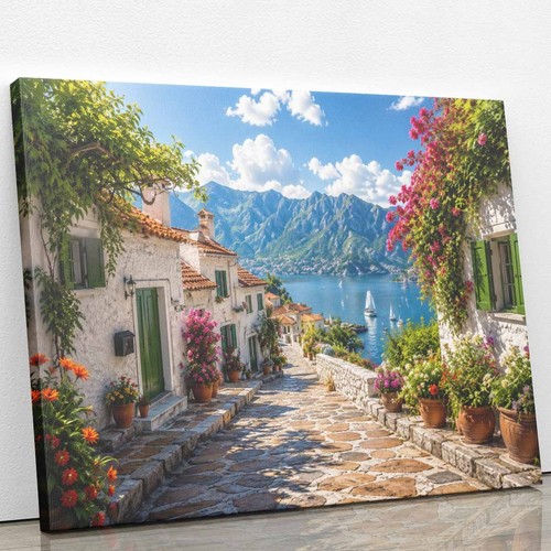 Sunlit mediterranean village - mediterranean,