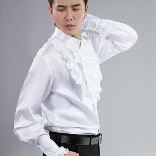 Men silky satin dress shirt - men's,