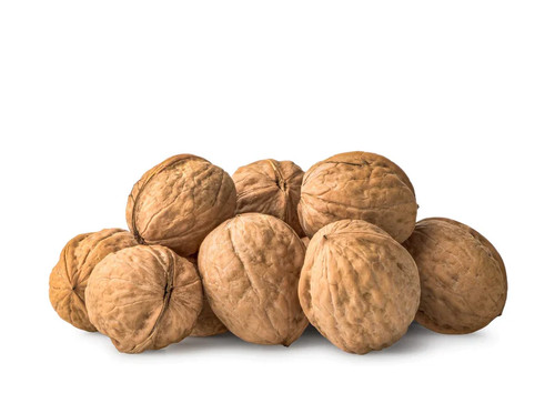 Raw walnuts with - walnuts, –
