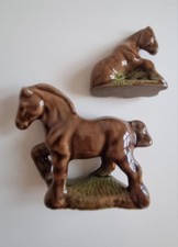 Two Small Wade Vintage Collectible Brown Horses