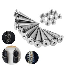 Silver Metal Studs Rivet Bullet Spike Cone Screw Leather Craft DIY  10x29mm