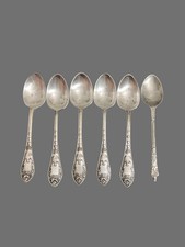 Set of 6 Ornate Silver Tea