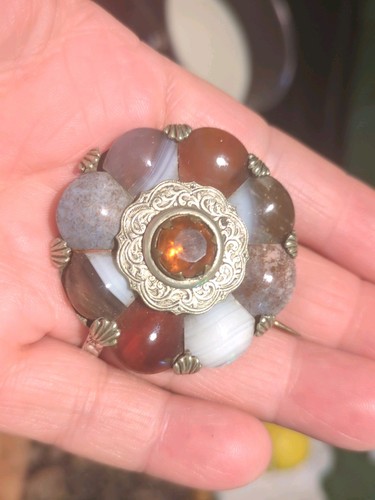 Antique scottish agate broach - scottish,