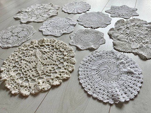 Vintage crochet lace doilies