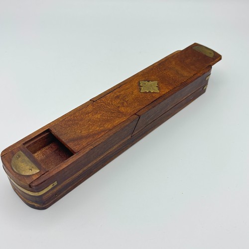Vintage indian wood brass - indian, &