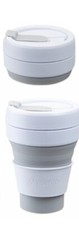 450ml Collapsible Coffee Cup Pop Up Travel Mug & Lid 16oz BPA free Grey Large
