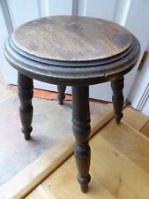 Vintage French farmhouse stool, 4 turned legs, routed seat, rustic